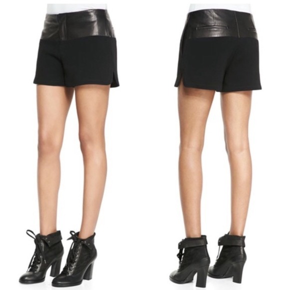 rag & bone Pants - Rag‎ & Bone Kelly Lamb Leather Shorts Womens 6 Black New Mixed Media High Rise